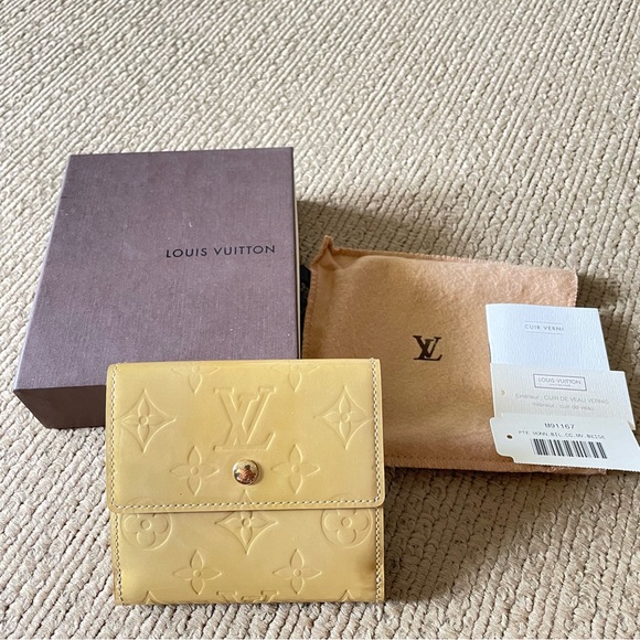 Louis Vuitton Porte Monnaie Bi-fold Wallet M91167 Monogram Vernis Beige - Picture 1 of 16